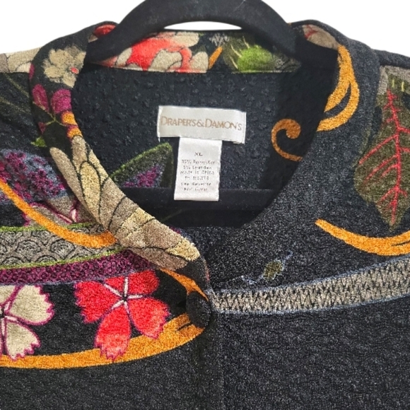 Draper's & Damon's Floral Mandarin Duster Coat Size XL Textured Long Sleeve - Picture 6 of 12